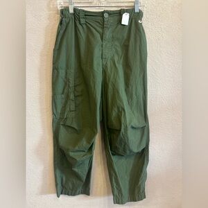 Kontatto Women’s Cotton Cargo Pants Made in Italy Green Size Small